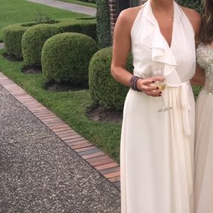 Blush Amsale bridesmaid dress